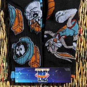 Space Jam Black and Blue Character Socks